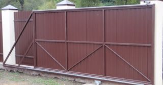 Купить откатные ворота из профнастила Копейск, цена от 1728 руб.